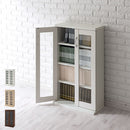 ガラス扉キャビネット〔2扉タイプ〕 ガラスキャビネット 2扉付き 6段 可動棚 本棚 漫画 コミック 薄型 大容量 収納 木目調 リビング ぼん家具