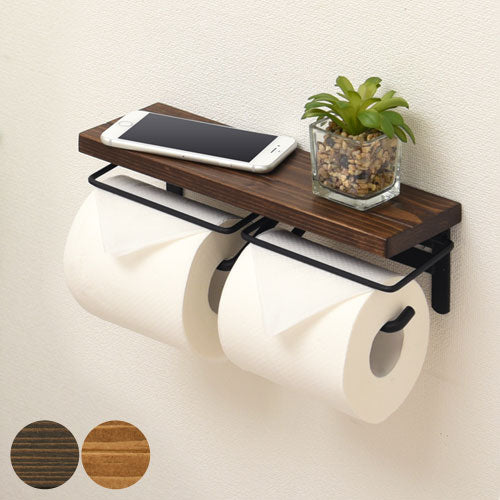 2連!!トイレットペーパーホルダー☆アンティーク調☆トイレ用品☆お家おしゃれ トイレットペーパーホルダー 2連 木製 天然木 30CM おしゃれ 北欧