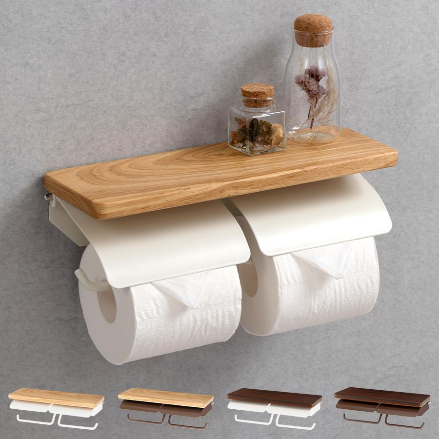 トイレットペーパーホルダー 2連 トイレ用品 おしゃれ ぼん家具