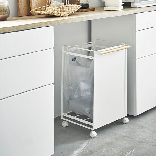 山崎実業　トスカ　レジ袋 目隠し2分別ダストワゴン ×２個＆掃除機スタンド　美品 目隠し分別ダストワゴン〔2分別〕 ゴミ箱 ダストワゴン おしゃれ 山崎