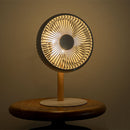 ミニリビングファン 吊り下げ 扇風機 サーキュレーター コードレス 小型 USB扇風機 DCモーター 卓上 LEDライト USB充電 風量3段階 自動首振り 静音 天然木支柱 おしゃれ ライフオンプロダクツ