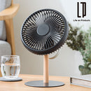 ミニリビングファン 吊り下げ 扇風機 サーキュレーター コードレス 小型 USB扇風機 DCモーター 卓上 LEDライト USB充電 風量3段階 自動首振り 静音 天然木支柱 おしゃれ ライフオンプロダクツ