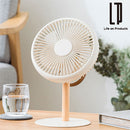 ミニリビングファン 吊り下げ 扇風機 サーキュレーター コードレス 小型 USB扇風機 DCモーター 卓上 LEDライト USB充電 風量3段階 自動首振り 静音 天然木支柱 おしゃれ ライフオンプロダクツ