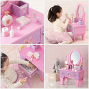 キッズドレッサー 子供用ドレッサー おままごと キッズ 鏡 コンパクト 女の子 小物セット ネイル リップ コロン 香水 ブラシ ピンク 姫系 贈り物 ガーリー プリンセス ぼん家具