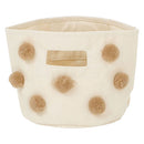 収納ボックス〔S〕 収納ボックス 折りたたみ ランドリーボックス ポンポンバスケット バスケット 円柱 おもちゃ入れ かご キャンバスバッグ Sサイズ マチ 自立 取っ手 ぼん家具