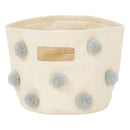 収納ボックス〔S〕 収納ボックス 折りたたみ ランドリーボックス ポンポンバスケット バスケット 円柱 おもちゃ入れ かご キャンバスバッグ Sサイズ マチ 自立 取っ手 ぼん家具