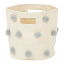 収納ボックス〔M〕 収納ボックス 折りたたみ ランドリーボックス ポンポンバスケット バスケット 円柱 おもちゃ入れ かご キャンバスバッグ Mサイズ マチ 自立 取っ手 ぼん家具