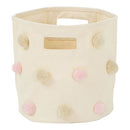 収納ボックス〔M〕 収納ボックス 折りたたみ ランドリーボックス ポンポンバスケット バスケット 円柱 おもちゃ入れ かご キャンバスバッグ Mサイズ マチ 自立 取っ手 ぼん家具