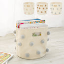 収納ボックス〔M〕 収納ボックス 折りたたみ ランドリーボックス ポンポンバスケット バスケット 円柱 おもちゃ入れ かご キャンバスバッグ Mサイズ マチ 自立 取っ手 ぼん家具