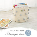 収納ボックス〔M〕 収納ボックス 折りたたみ ランドリーボックス ポンポンバスケット バスケット 円柱 おもちゃ入れ かご キャンバスバッグ Mサイズ マチ 自立 取っ手 ぼん家具