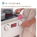 おままごとキッチン 電子レンジ・オーブン付き 木製 コンパクト 電子レンジ・オーブン付き ごっこ遊び 10点の小物付き 光って音が鳴る   ぼん家具