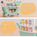 アイス屋さんカート キャスター付き おままごと アイスクリーム カート お店屋さん 木製 食べ物 クリーム アイスキャンディ スクープ セット 小さめ 1人 2人 アイスカート ぼん家具