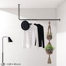 ハンギングバー L型 高さ45×幅120cm ハンガーバー L字 スチール製 ハンキング 洋服掛け 収納 天井 吊り下げ スリム 室内干し ぼん家具