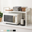 伸縮キッチンラック〔1段〕 レンジ上ラック 伸縮式 可動棚 トースター台 カウンター上 キッチン 調味料 スチール ぼん家具