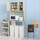 食器棚付きゴミ箱上ラック ゴミ箱上ラック 食器棚 3段 可動棚 コンセント 扉付き レンジ台 キッチン 収納 木目調 ぼん家具