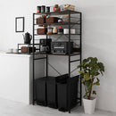 スライド棚付きゴミ箱上ラック〔幅80cm〕 レンジラック ゴミ箱上ラック スリム レンジ台 幅80 食器棚 おしゃれ キッチンボード ゴミ箱上棚 キッチン 収納 スライド棚 炊飯器 トースター ぼん家具