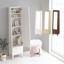 ミラー付き収納ラック ドレッサー 化粧台 おしゃれ 木製 鏡台 スリム 姿見 扉付き 全身鏡 収納ラック ミラー 約 幅40 高さ160 収納棚 北欧 モダン ぼん家具