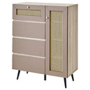 ラタン調 扉×引き出し付き チェスト