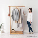 木製ハンガーラック〔幅100cm〕 木製ハンガーラック 天然木 棚付き 折りたたみ 衣類 収納 シンプル ロング コート ぼん家具