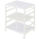 キャスター付きサイドワゴン プリンター台 キャスター付き 3段 可動棚 サイドワゴン 収納 スチール  木目調 大理石風 ぼん家具