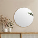 ウォールミラー〔円型〕 鏡 壁掛け ウォールミラー 丸 ノンフレーム 姿見 飛散防止 ラウンドミラー 約 幅60cm 玄関鏡 フレームレス 化粧 鏡台 韓国風 丸形ミラー 大きめ 円形 ぼん家具