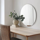 ウォールミラー〔円型〕 鏡 壁掛け ウォールミラー 丸 ノンフレーム 姿見 飛散防止 ラウンドミラー 約 幅60cm 玄関鏡 フレームレス 化粧 鏡台 韓国風 丸形ミラー 大きめ 円形 ぼん家具