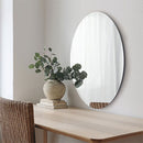 ウォールミラー〔楕円型〕 鏡 壁掛け ウォールミラー 丸 ノンフレーム 姿見 飛散防止 オーバルミラー 約 幅70 55 玄関鏡 フレームレス 化粧 鏡台 韓国風 丸形ミラー 楕円形 ぼん家具