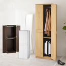 木製クローゼット〔衣類ハンガー2段〕 木製 クローゼット 両開き 押入れ たんす スリム ワードローブ 収納 ロッカー ラック 棚 2段 洋服ラック おしゃれ ぼん家具