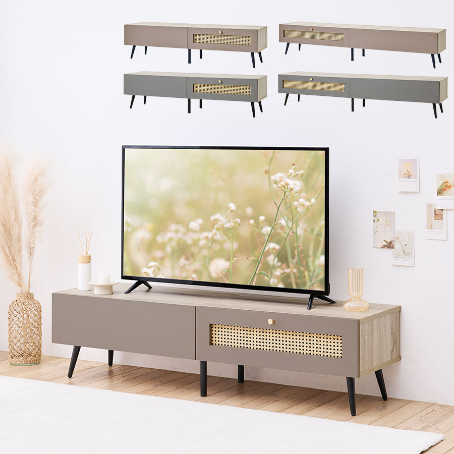 ラタン製六角形大型テレビ台 ラタン調 大型 テレビ台 ロータイプ おしゃれ PUTUPUTU TVB018138