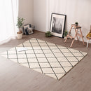 ベニワレン風シャギーラグ〔140×190cm〕 ラグ ラグマット カーペット ベニワレン モロッカン柄 約 140×190cm 洗える 床暖房対応 滑り止め付 ダイヤ柄 シャギー かわいい インテリア アイボリー/グレー ぼん家具