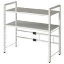 伸縮キッチンラック〔2段〕 キッチンラック キッチン 収納 レンジラック 冷蔵庫ラック スリム おしゃれ 2段 上置き 伸縮 コンパクト 可動棚 スチール 炊飯器 トースター 調味料 ぼん家具