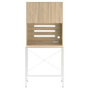 食器棚付きゴミ箱上ラック ゴミ箱上ラック 食器棚 3段 可動棚 コンセント 扉付き レンジ台 キッチン 収納 木目調 ぼん家具