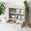 卓上ミニ食器棚 カウンター上収納ラック 引き出し ガラス扉付き ミニ食器棚 カップボード キッチン ぼん家具