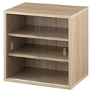 上置き食器棚〔幅45cm〕 カウンター上収納ラック ガラス扉付き ミニ食器棚 カップボード 卓上 キッチン 木目調 ぼん家具