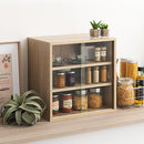 上置き食器棚〔幅45cm〕 カウンター上収納ラック ガラス扉付き ミニ食器棚 カップボード 卓上 キッチン 木目調 ぼん家具