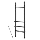 つっぱり式ラック ランドリーラック 突っ張り 約幅50~80cm スリムサイズ 洗濯機ラック 収納 棚 おしゃれ ハンガー 伸縮 隙間 縦型 洗濯機上 省スペース 引っ掛け棒付き ぼん家具