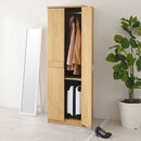 木製クローゼット〔衣類ハンガー2段〕 木製 クローゼット 両開き 押入れ たんす スリム ワードローブ 収納 ロッカー ラック 棚 2段 洋服ラック おしゃれ ぼん家具