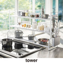 コンロ奥ラック〔3段タイプ〕 TOWER 山崎実業 調味料ラック コンロ奥ラック 調理器具 コンロ奥 コンロ横 収納 隙間 すき間 すきま スパイスラック 調味料スタンド 3段 おしゃれ 山崎実業