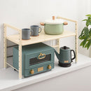 伸縮キッチンラック〔1段〕 レンジ上ラック 伸縮式 可動棚 トースター台 カウンター上 キッチン 調味料 スチール ぼん家具