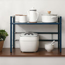 伸縮キッチンラック〔1段〕 レンジ上ラック 伸縮式 可動棚 トースター台 カウンター上 キッチン 調味料 スチール ぼん家具