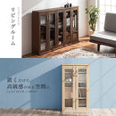 ガラス扉キャビネット〔2扉タイプ〕 ガラスキャビネット 2扉付き 6段 可動棚 本棚 漫画 コミック 薄型 大容量 収納 木目調 リビング ぼん家具