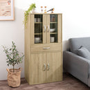 ロータイプ食器棚 キッチンキャビネット 可動棚 引き出し ガラス扉付き 食器棚 収納 コンパクト 木目調 ぼん家具