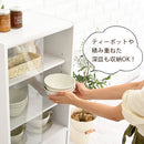 ロータイプ食器棚 キッチンキャビネット ロータイプ 3段 可動棚 ガラス扉付き 食器棚 コンパクト 収納 木製 ぼん家具