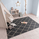ベニワレン風シャギーラグ〔140×190cm〕 ラグ ラグマット カーペット ベニワレン モロッカン柄 約 140×190cm 洗える 床暖房対応 滑り止め付 ダイヤ柄 シャギー かわいい インテリア アイボリー/グレー ぼん家具