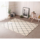 ベニワレン風シャギーラグ〔140×190cm〕 ラグ ラグマット カーペット ベニワレン モロッカン柄 約 140×190cm 洗える 床暖房対応 滑り止め付 ダイヤ柄 シャギー かわいい インテリア アイボリー/グレー ぼん家具