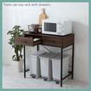 引き出し付きゴミ箱上ラック ゴミ箱上ラック 引き出し コンセント付き レンジ台 キッチン 収納 ロータイプ 木目調 ぼん家具