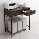 引き出し付きゴミ箱上ラック ゴミ箱上ラック 引き出し コンセント付き レンジ台 キッチン 収納 ロータイプ 木目調 ぼん家具