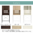 食器棚付きゴミ箱上ラック ゴミ箱上ラック 食器棚 3段 可動棚 コンセント 扉付き レンジ台 キッチン 収納 木目調 ぼん家具