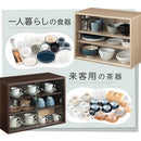 上置き食器棚〔幅60cm〕 カウンター上収納ラック ガラス扉付き ミニ食器棚 カップボード 卓上 キッチン 木目調 ぼん家具