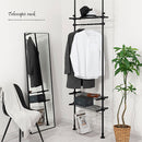 つっぱり式ラック ランドリーラック 突っ張り 約幅50~80cm スリムサイズ 洗濯機ラック 収納 棚 おしゃれ ハンガー 伸縮 隙間 縦型 洗濯機上 省スペース 引っ掛け棒付き ぼん家具